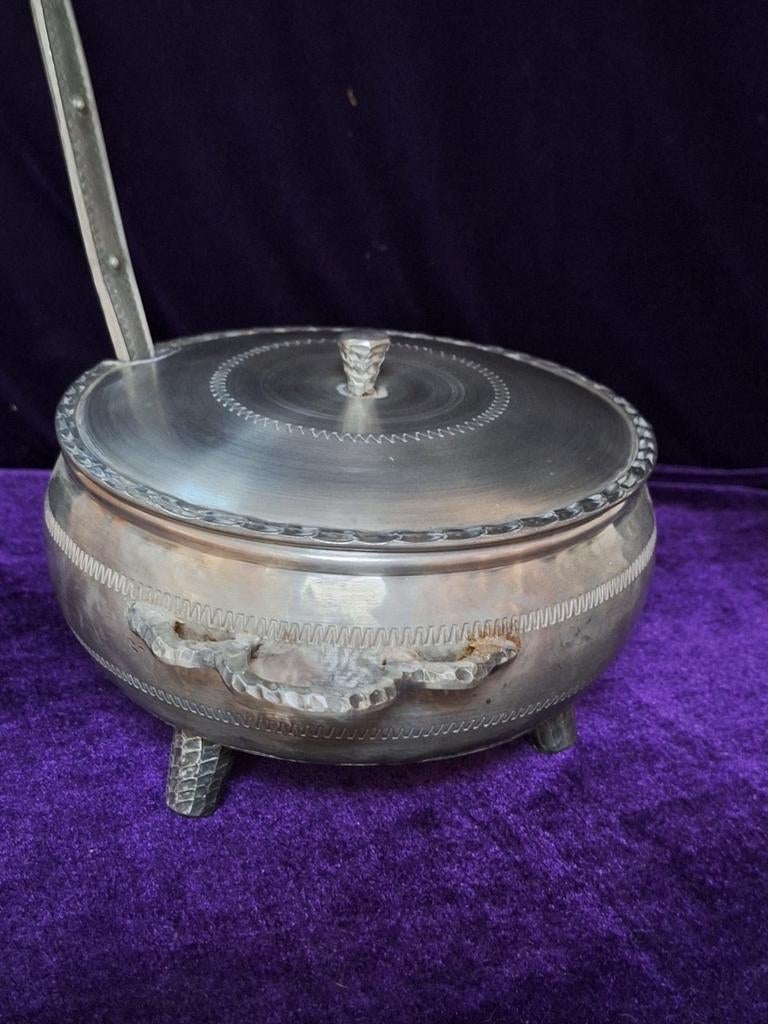 Vintage Noorse Tinnen Soepterrine met deksel en Lepel, Ophalen of Verzenden