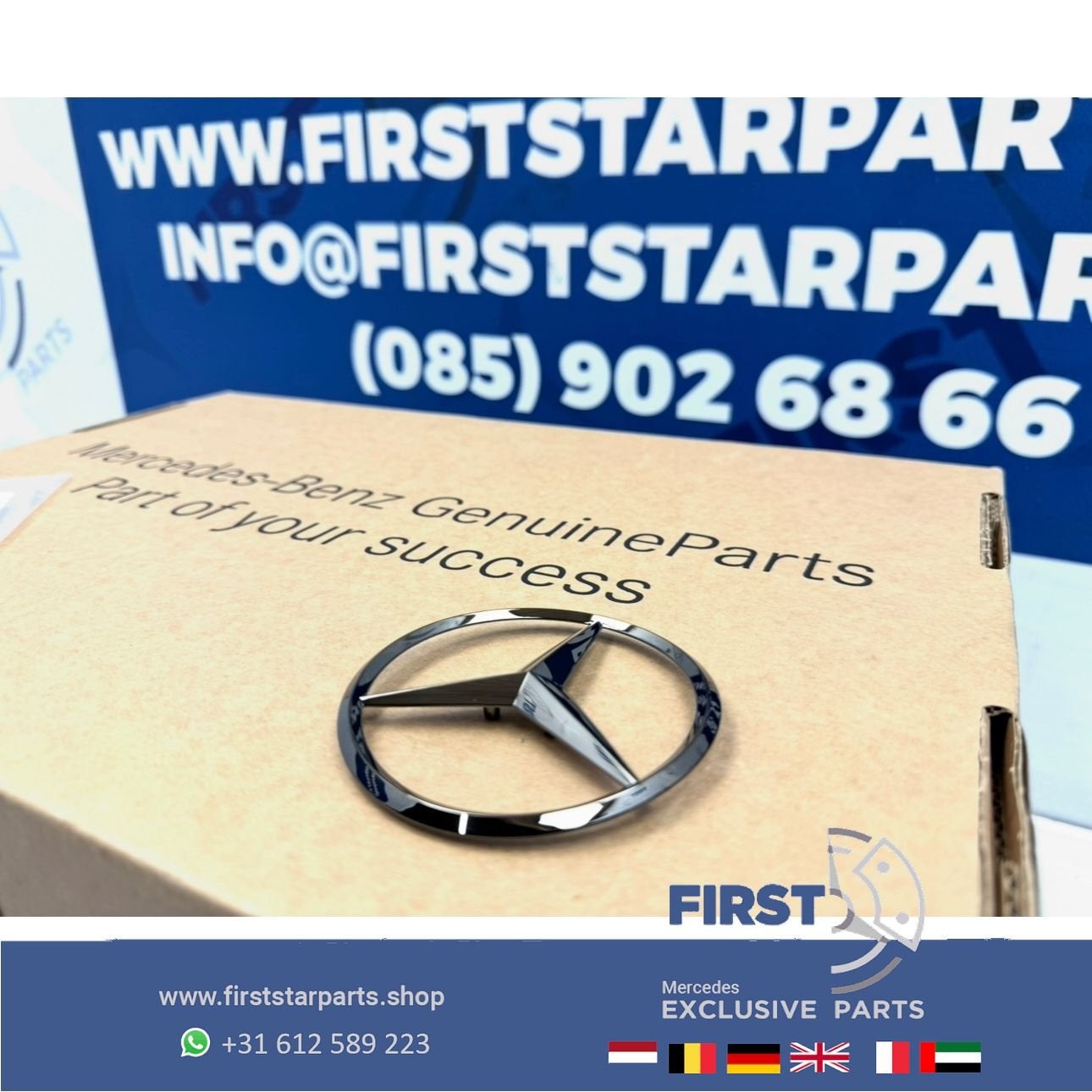 Kofferklep logo Mercedes STER ZWART W117 W118 achterbak logo, Auto-onderdelen, Gebruikt, -, Ophalen of Verzenden, -