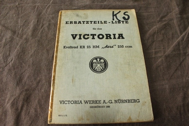 Victoria KR25 HM Aero 250cc 1952 motorrad ersatzteil liste, Motoren, Ophalen of Verzenden, Overige merken