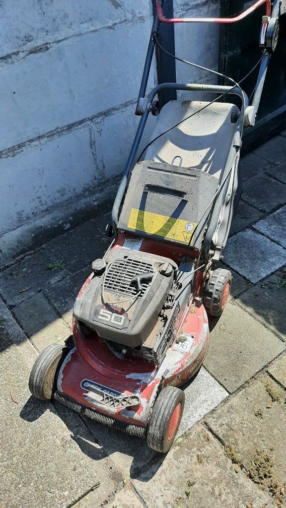 oude grasmaaier metaandrijving, Tuin en Terras, Grasmaaiers, Ophalen, Cirkelmaaier, Gebruikt, Briggs&stratton