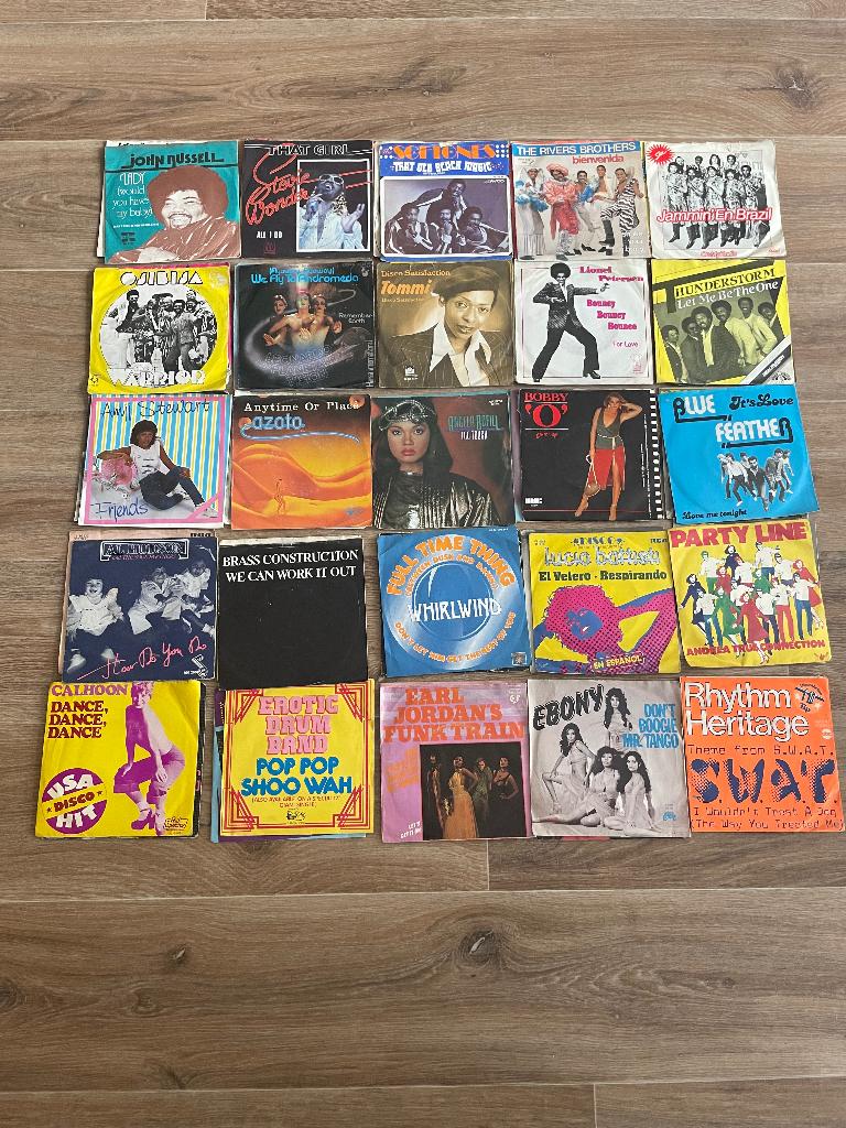 Partij 50 7-inch singles soul/disco jaren 70 met fotohoes, Gebruikt, 7 inch, Single, 1970 - 1979
