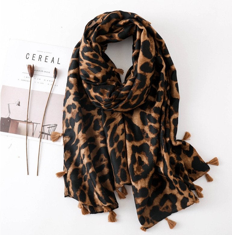 Luipaard sjaal (dames tijger shawl bruine zwarte panter), Verzenden, Nieuw, Maat 38/40 (M), Sjaal