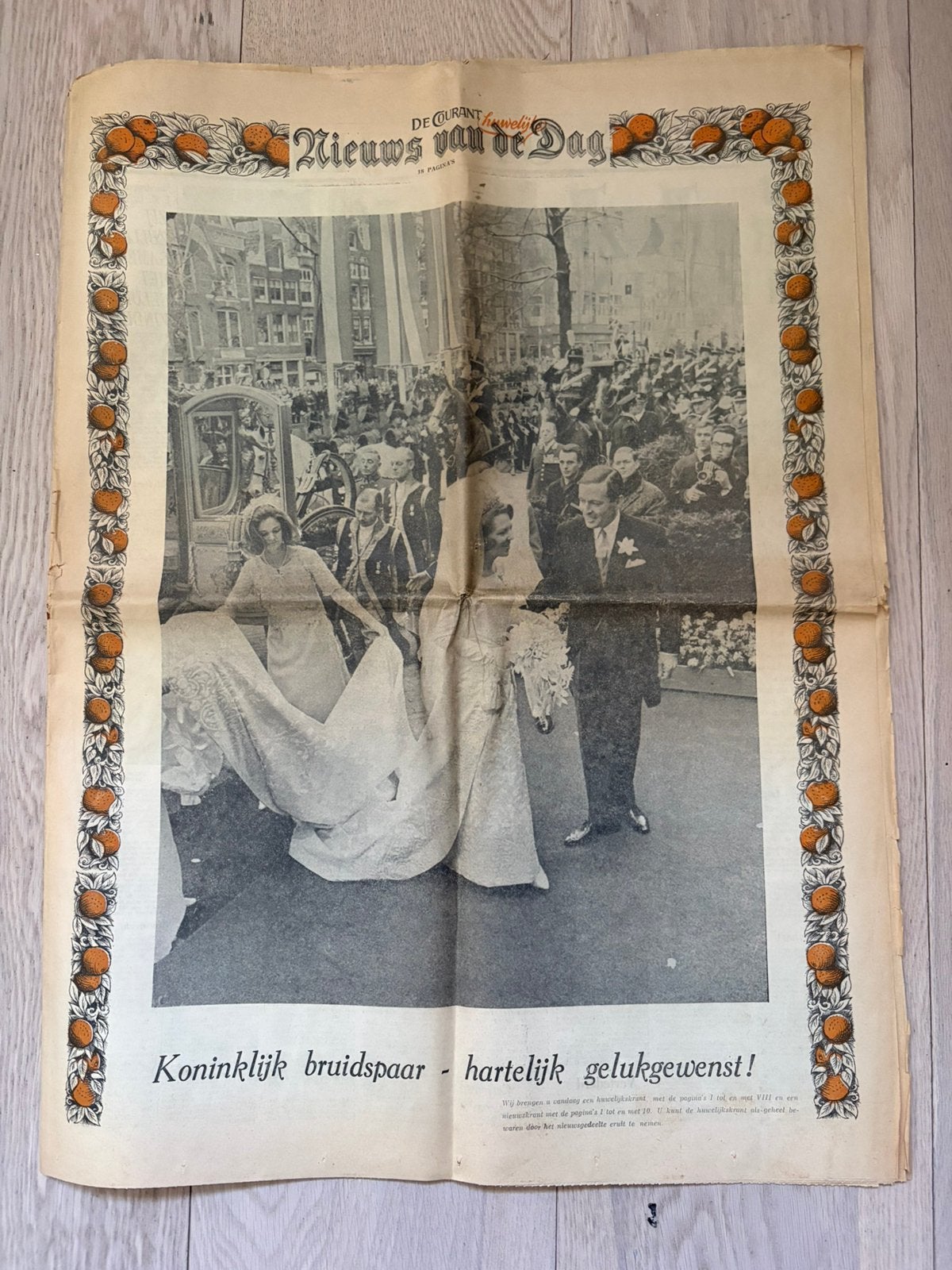 Nieuws van de Dag huwelijk Beatrix & Claus, Ophalen of Verzenden, 1960 tot 1980, Nederland, Krant