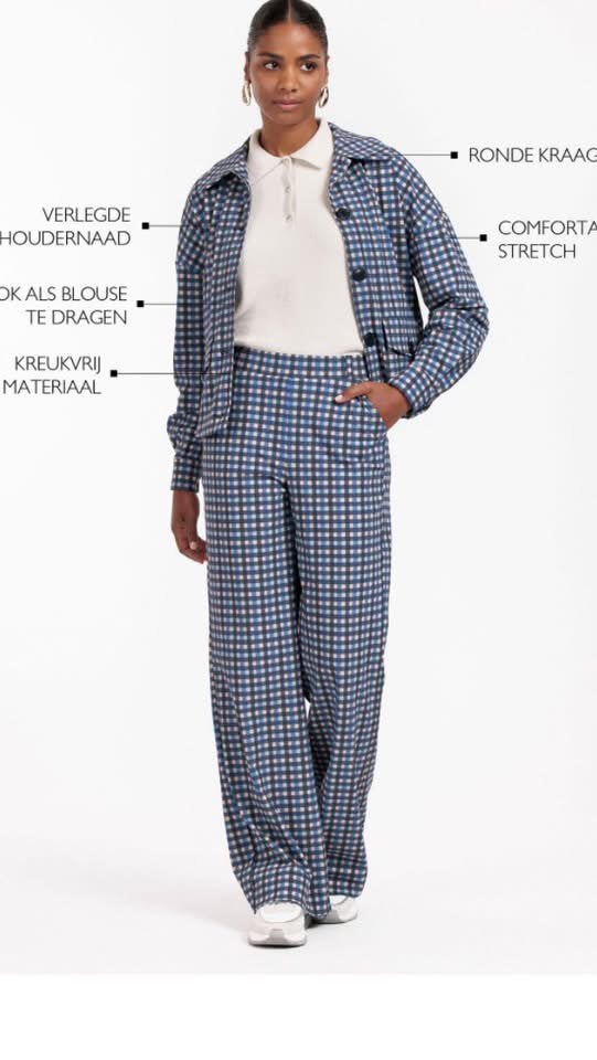 Nieuw pak,jasje en broek,travelstof Studio Anneloes L 40, Maat 38/40 (M), Kostuum of Pak, Blauw, Nieuw