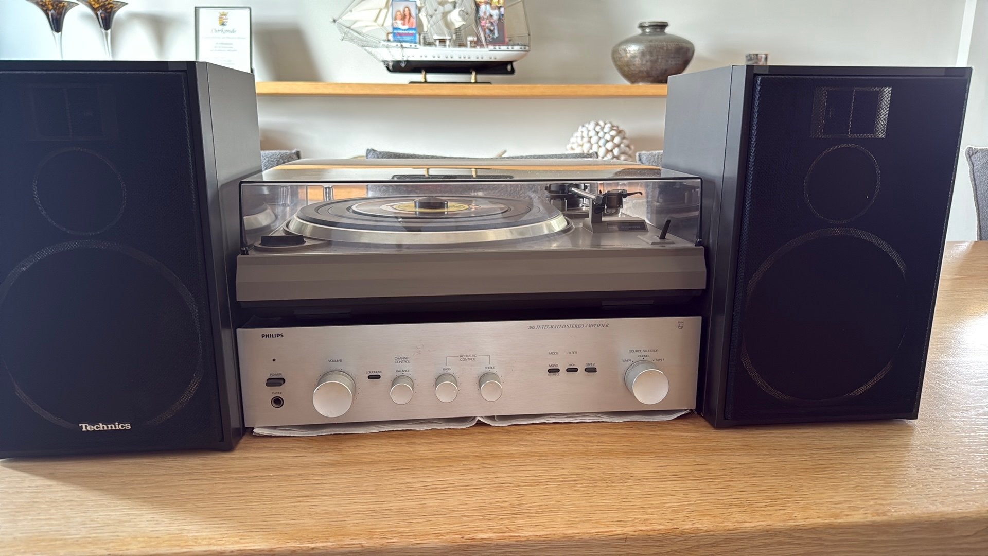 PHILIPS DRAAITAFEL AUTO RETURN 33/45 RPM SYNCHRO DRIVE + SET, Ophalen of Verzenden, Zo goed als nieuw, Platenspeler, Philips