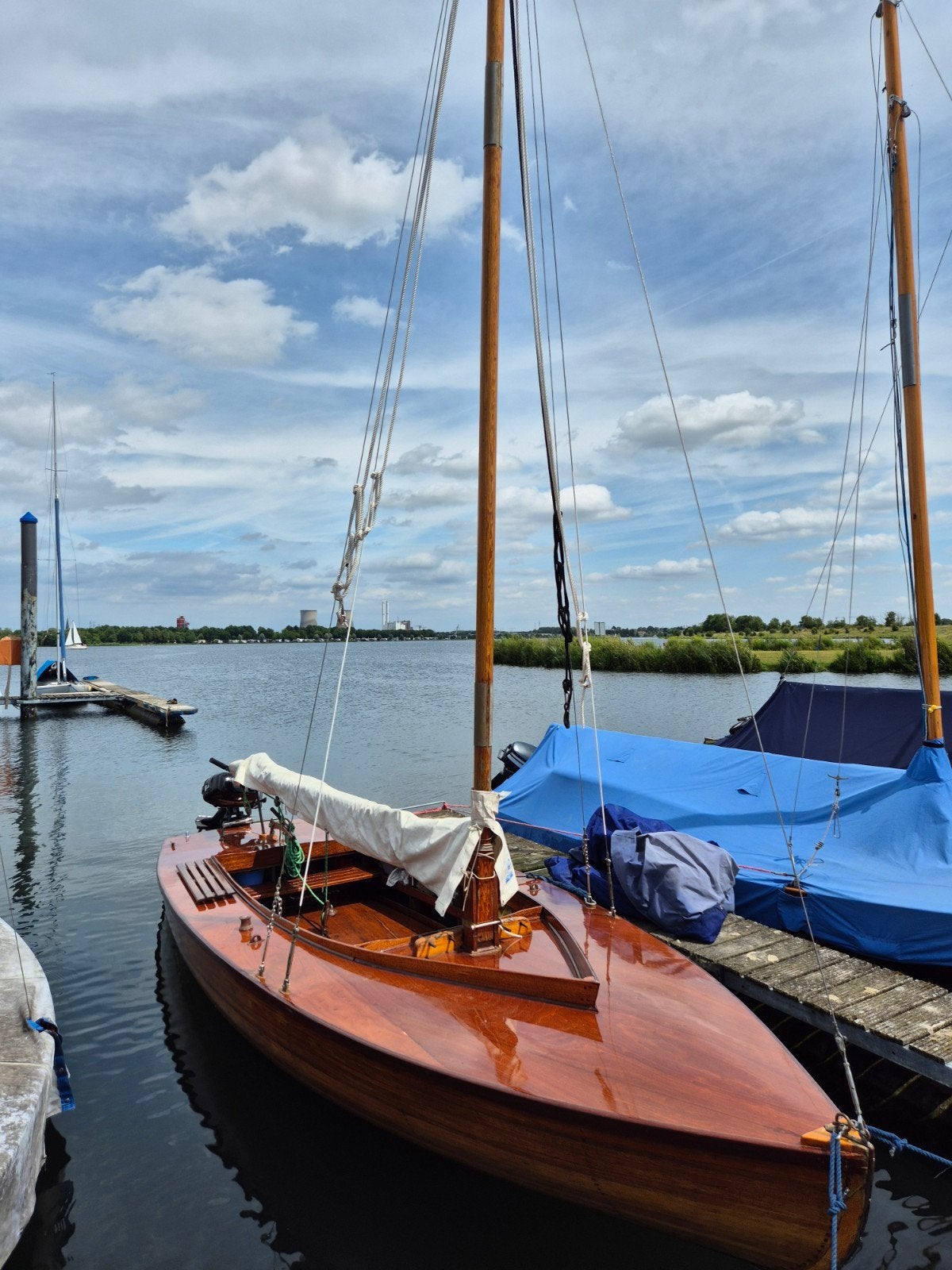 Prachtige houten zeilboot 16m2 BM met trailer, Watersport en Boten, Ophalen, Gebruikt, Fok, 6 m