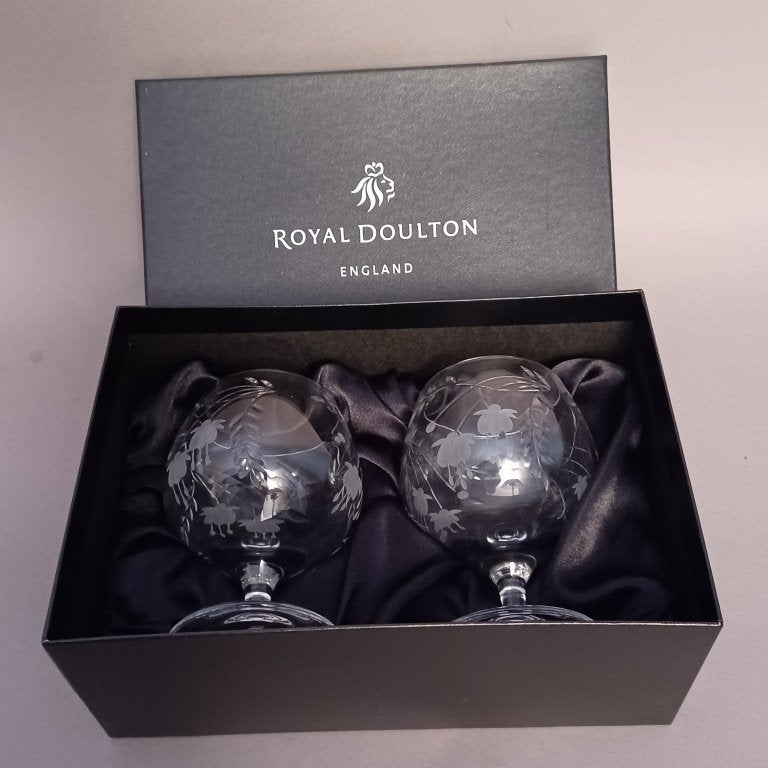 2 Brandy of cognac glazen Royal Doulton kristal, Ophalen of Verzenden