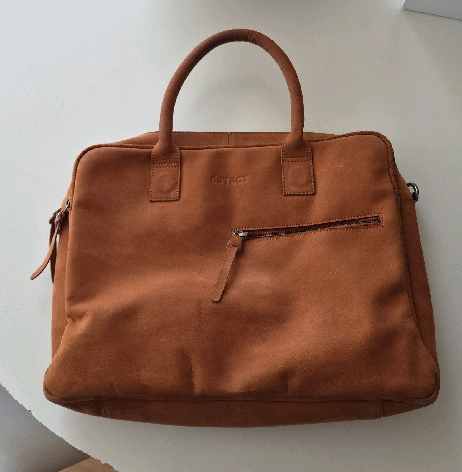 DISTRICT leren laptoptas/aktetas - cognac, Ophalen of Verzenden, Gebruikt, Bruin, Overige typen