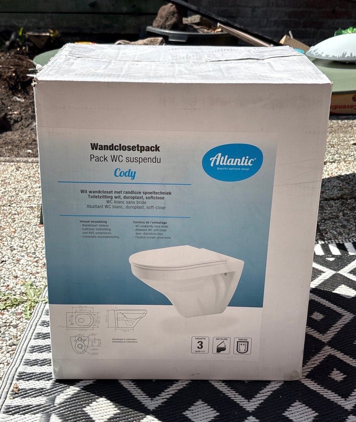 Atlantic Cody Wandclosetpack - Wit, Randloos, Softclose, Ophalen, Nieuw, Toilet