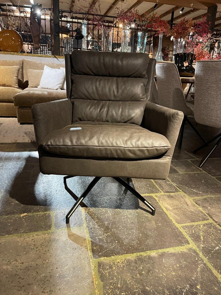 Fauteuil zwart leer, Huis en Inrichting, Ophalen, Nieuw, 75 tot 100 cm, Leer