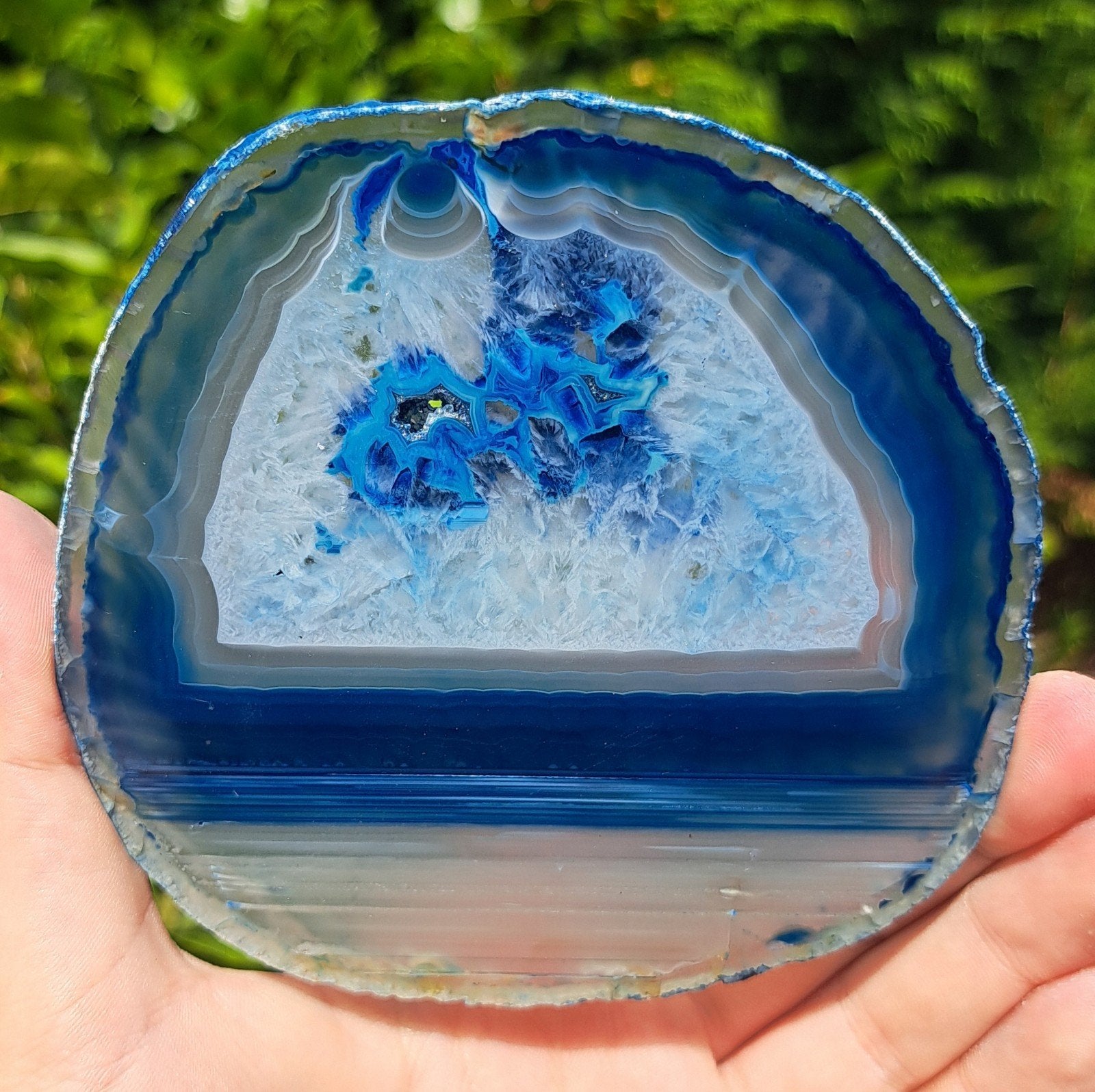 Bijzondere Agaat met Bergkristal schijf edelsteen mineralen, Ophalen of Verzenden
