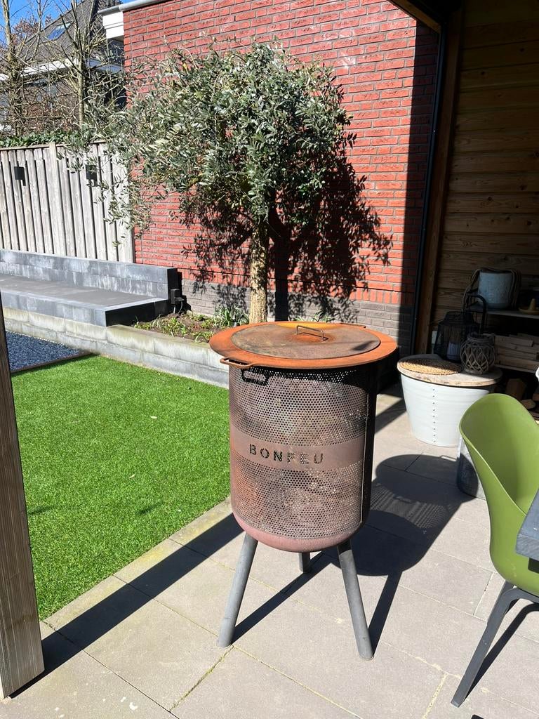 BonFeu BonVes 45 Vuurkorf Roest + Plancha 55 + deksel, Ophalen, Gebruikt, Vuurkorf