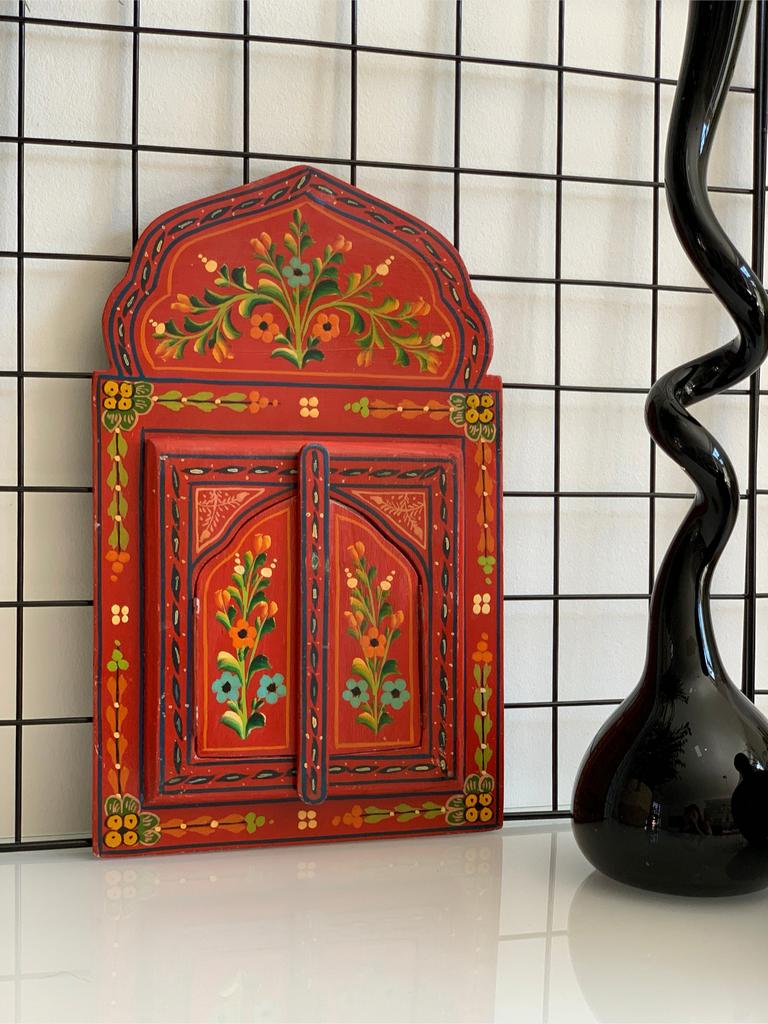 Vintage Marokkaanse spiegel handgeschilderd boho Oosters, Antiek en Kunst, Antiek | Spiegels, Ophalen of Verzenden, Rechthoekig