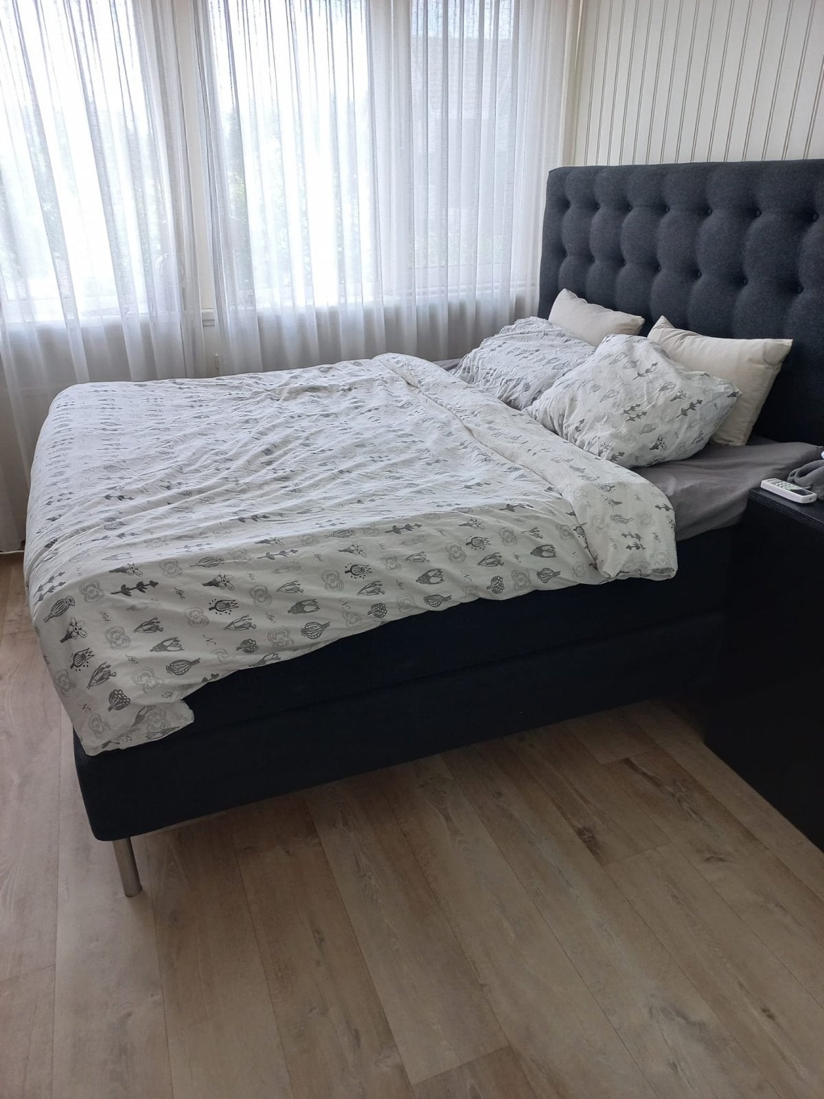 Complete boxspring 180x200 cm met topper, Ophalen, Gebruikt, Zwart, Tweepersoons