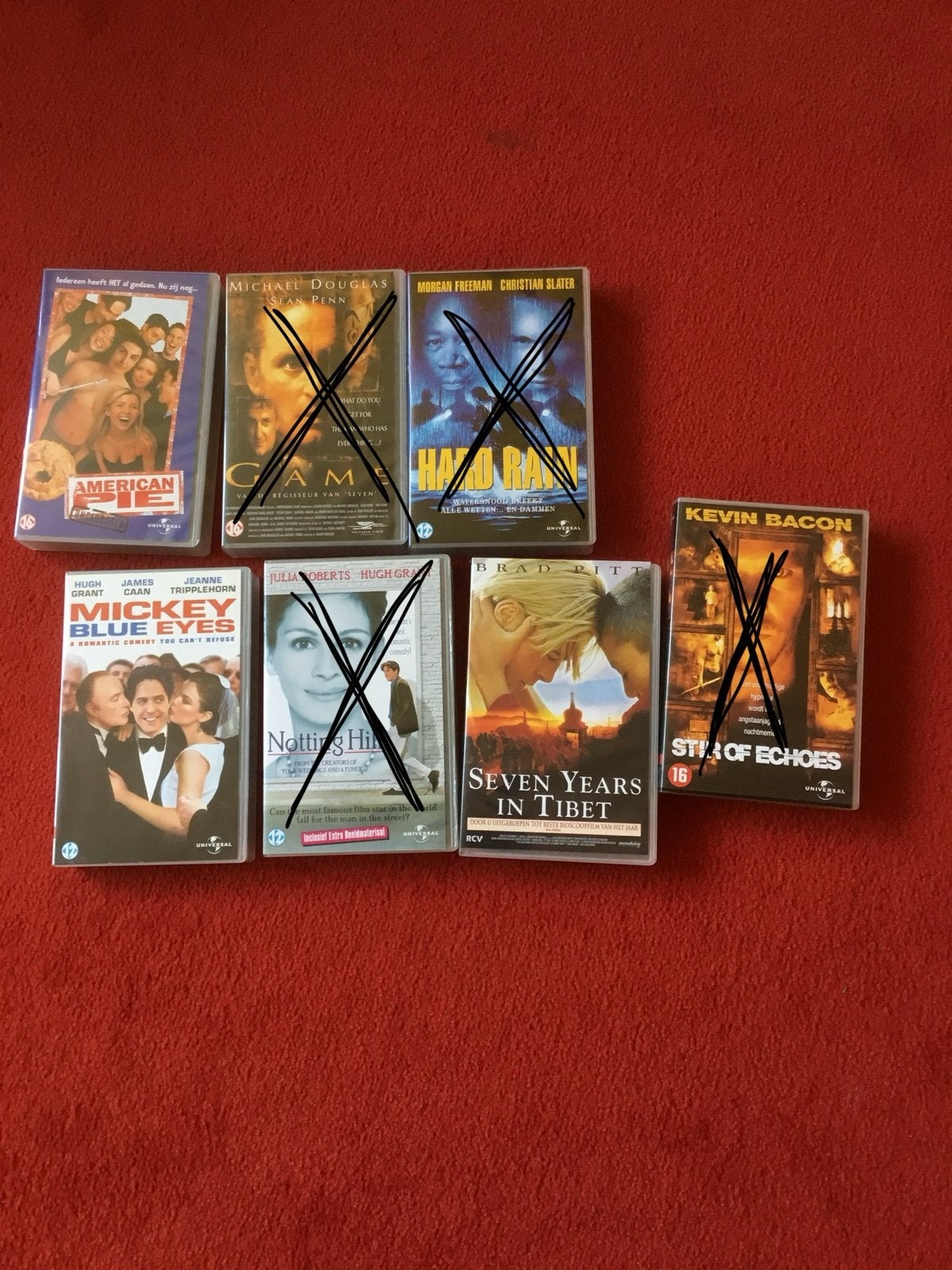 VHS-banden: American Pie, Mickey Blue Eyes, Seven Years in T, Vanaf 16 jaar, Ophalen of Verzenden, Komedie, VHS