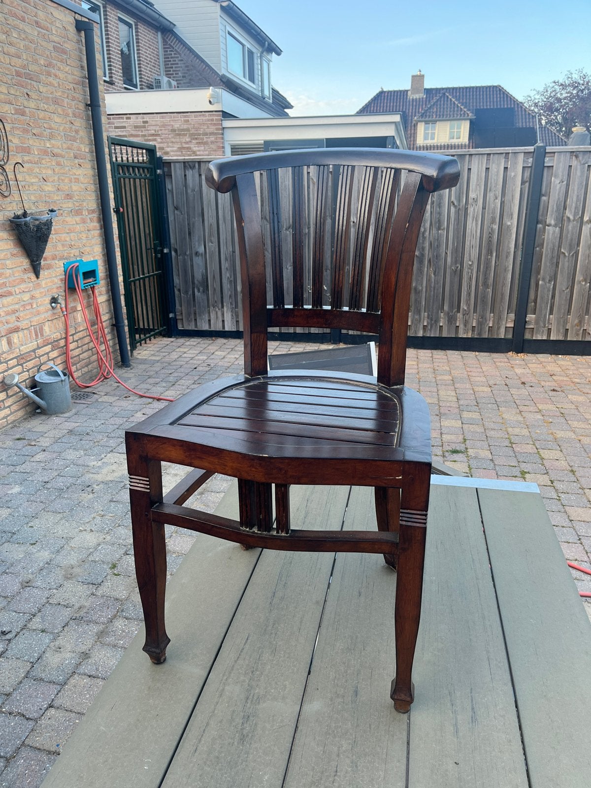 Gratis 6x Massief houten stoelen - Donkerbruin, Ophalen of Verzenden