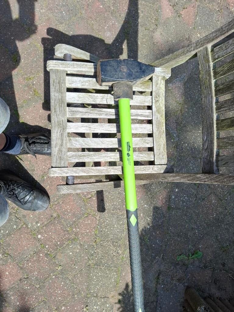 Degelijke sloophamer met groene steel, Doe-het-zelf en Verbouw, Gereedschap | Handgereedschap, Ophalen, Gebruikt