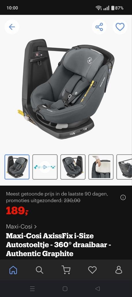 Maxi-Cosi AxissFix i-Size Autostoeltje - perfecte staat, Ophalen, Verstelbare rugleuning, 0 t/m 18 kg, Zo goed als nieuw