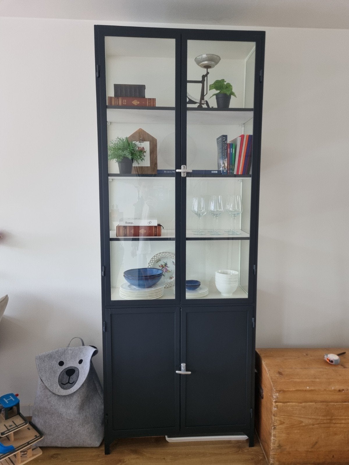 Old basics apothekerskast / vitrinekast, Ophalen, Met deur(en), 200 cm of meer, 50 tot 100 cm