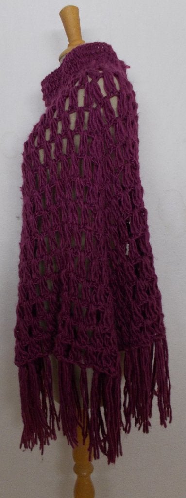Aparte paarse poncho! L, Verzenden, Zo goed als nieuw, Maat 42/44 (L), Paars