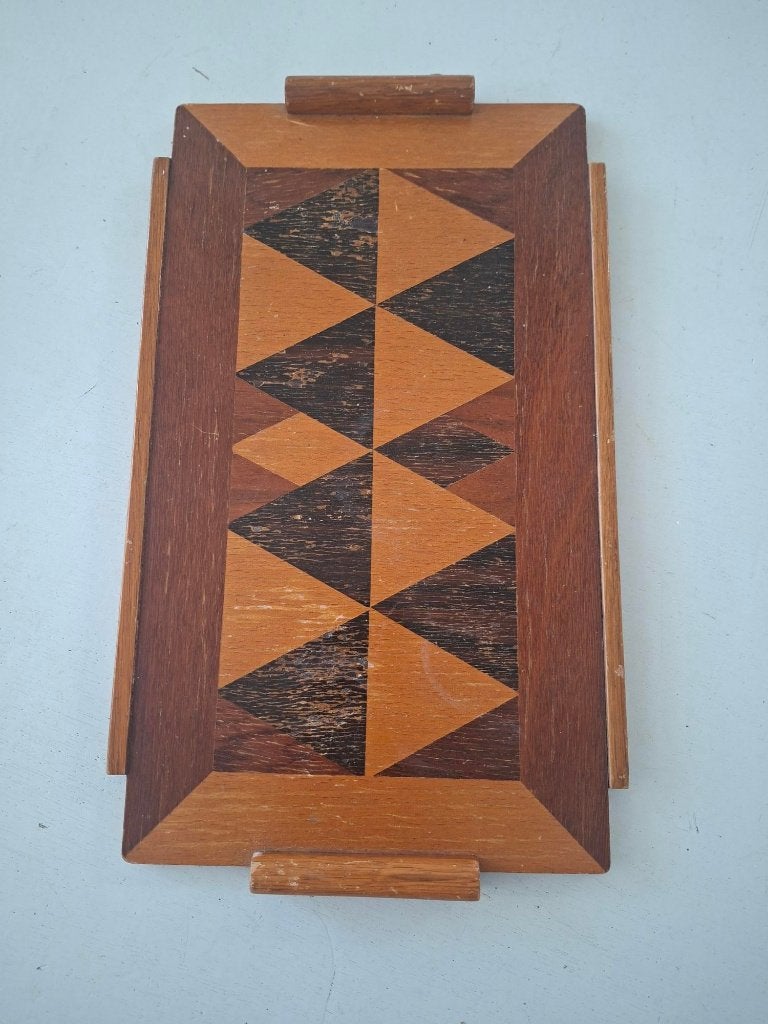 vintage houten dienblaadje art deco jaren 30 dienblad, Huis en Inrichting, Woonaccessoires | Dienbladen, Gebruikt, Met opstaande rand
