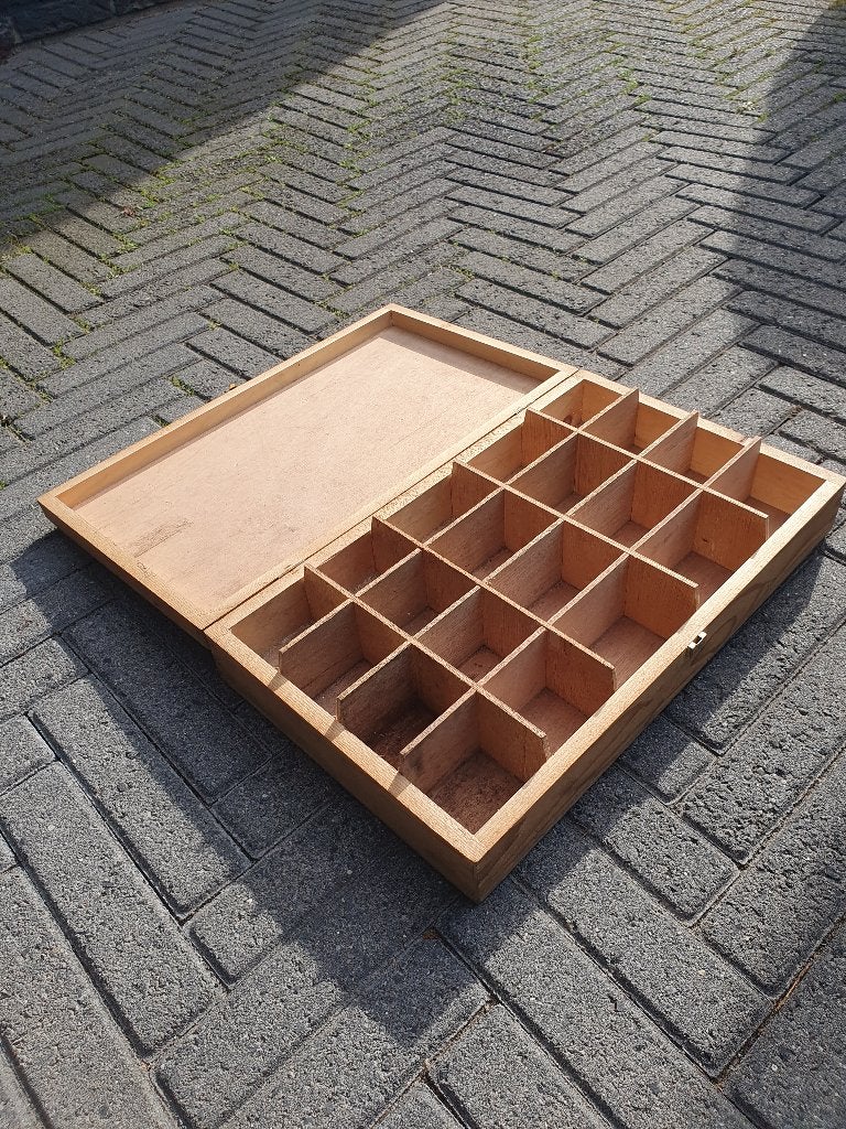 Houten opbergbox 20vakjes, Ophalen, Minder dan 50 cm, Gebruikt, Minder dan 50 cm