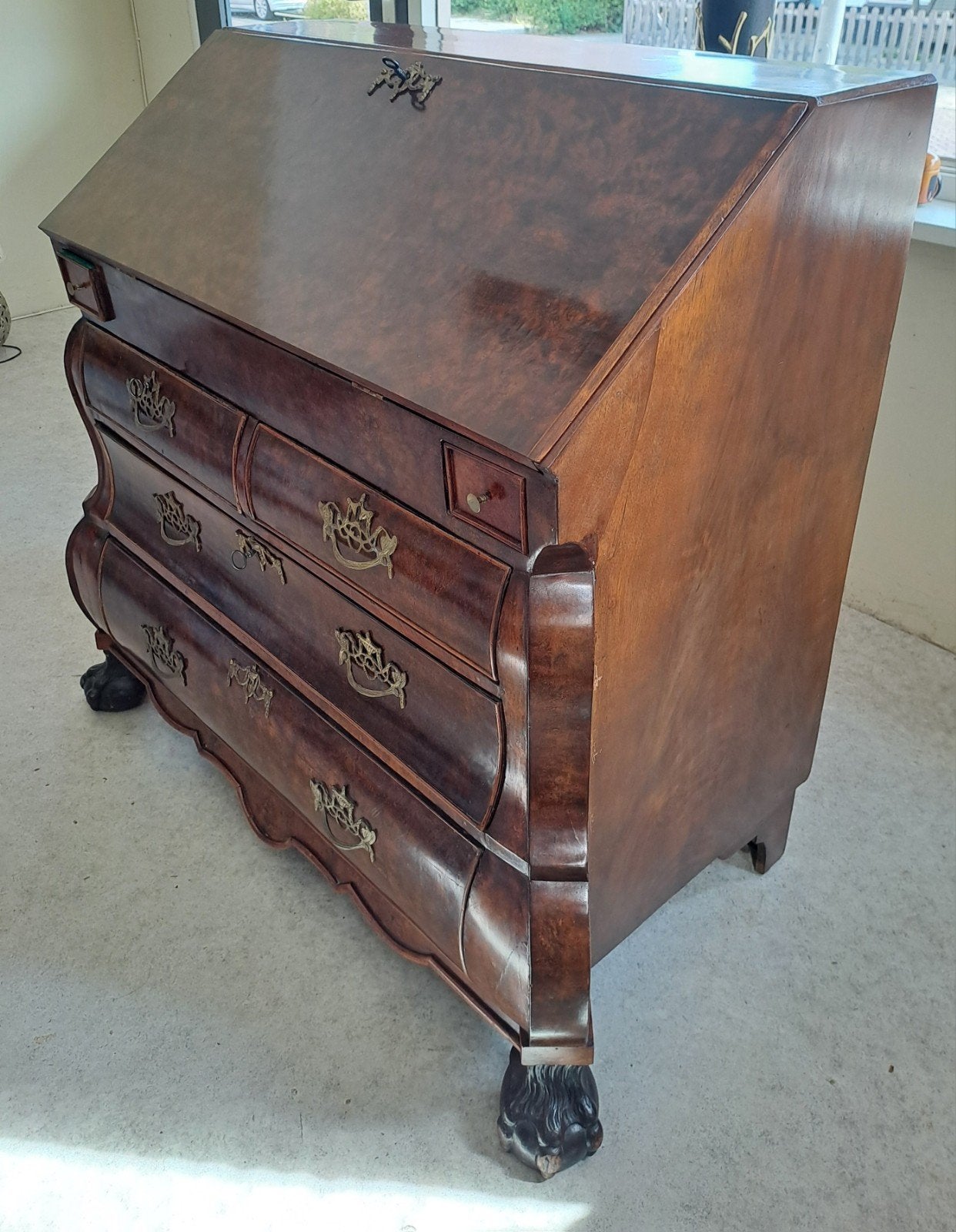 Foto 13 van Antieke Barok Secretaire Mahonie op Eikenhout ca. 1800