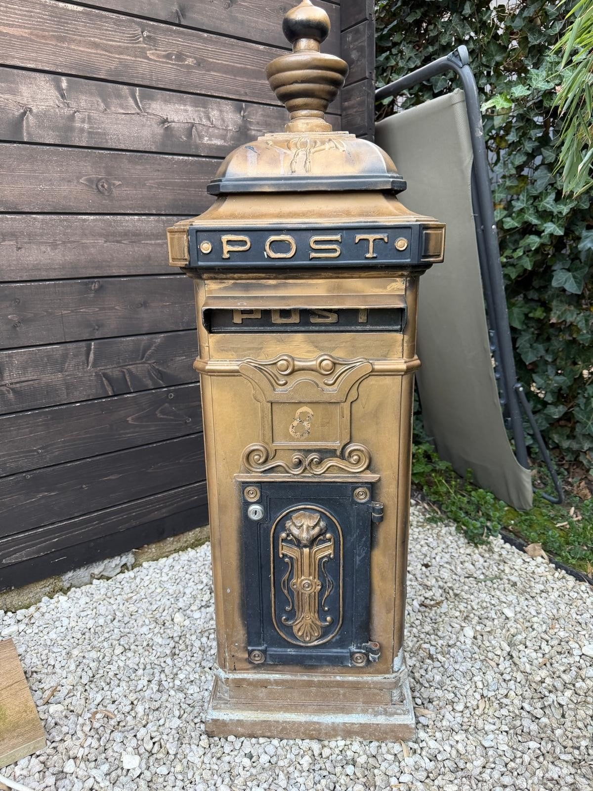 Decoratieve Antieke Postbus - Goud/Zwart, Ophalen