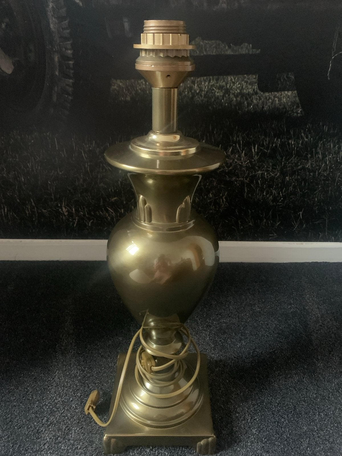 Zware Messing Tafellamp met Beige/Zandkleurige Kap, Overige merken, Zo goed als nieuw, Met kap, Ophalen