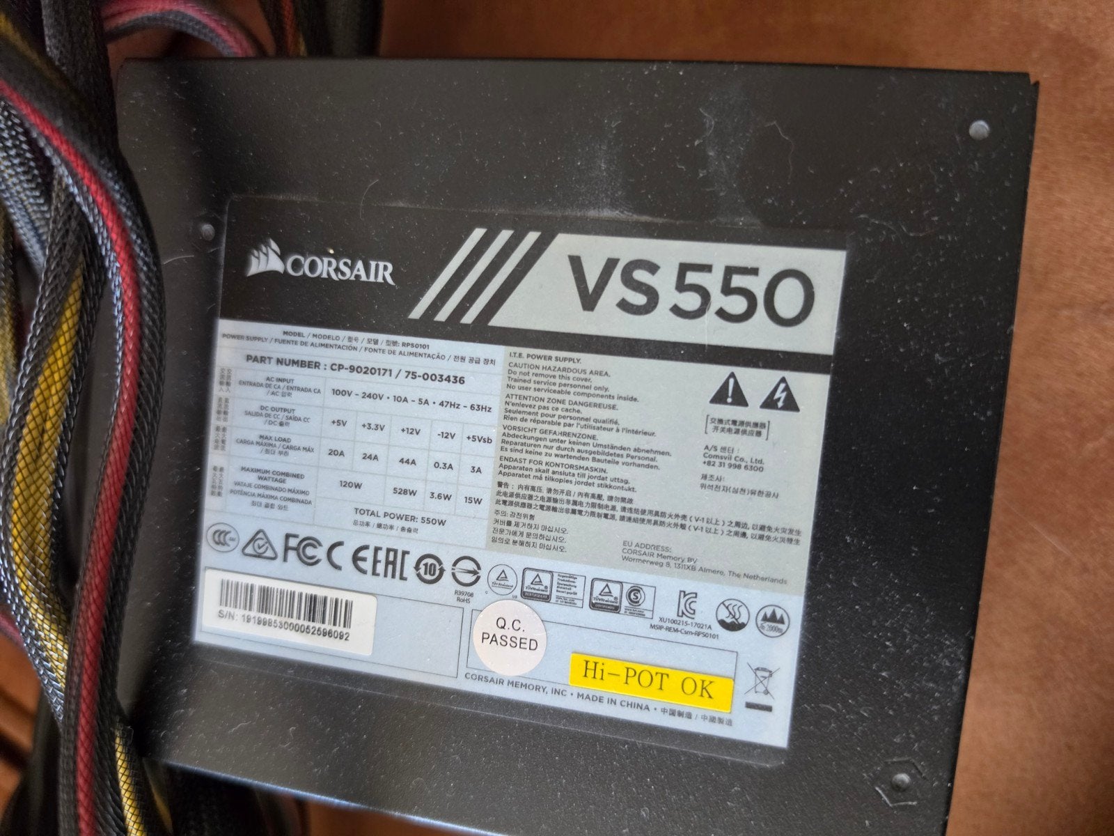 Corsair VS550 power supply, Computers en Software, Ophalen of Verzenden