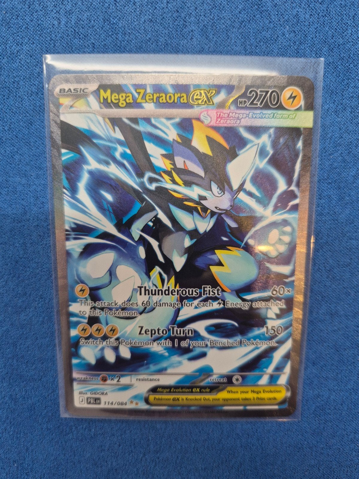 Mega Zeraora EX Pokémon kaart Pitch Black, Ophalen of Verzenden, Zo goed als nieuw, Losse kaart, Foil