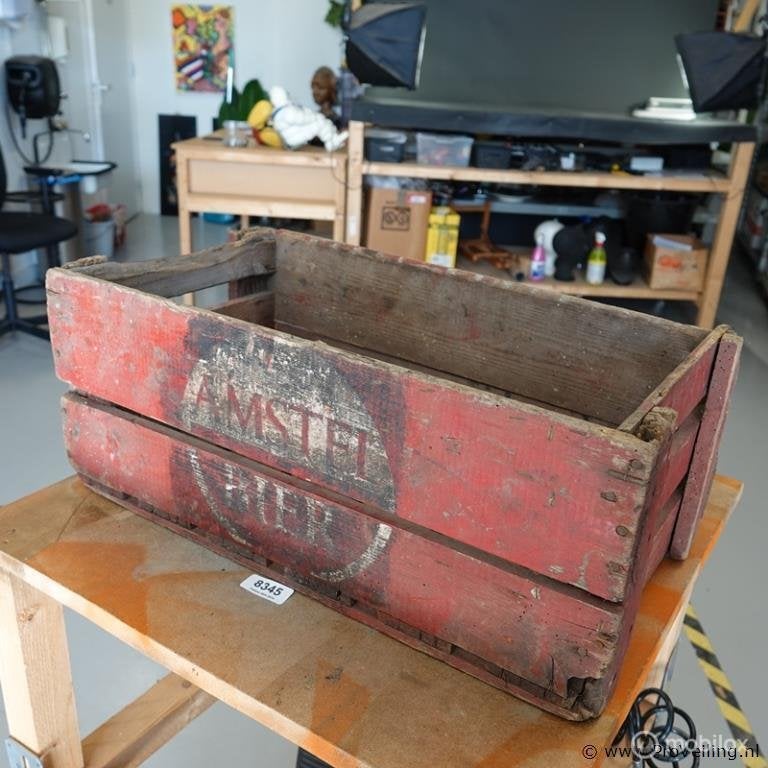 Online Veiling: Vintage houten bierkrat van Amstel Bier m..., Gebruikt