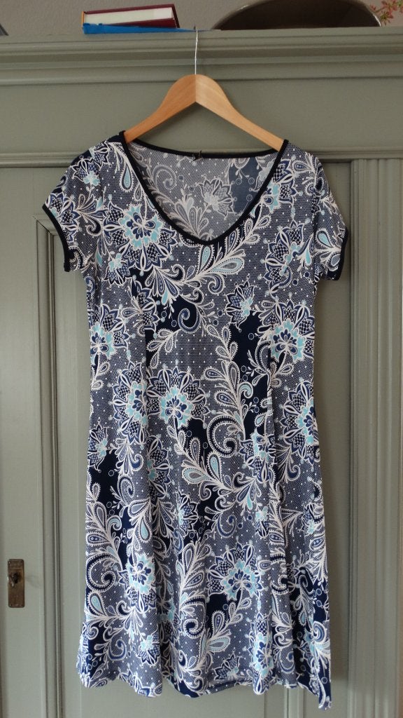 Joys blauw/wit gemeleerd jurkje, maat 40, Kleding | Dames, Maat 38/40 (M), Joy's, Zo goed als nieuw, Boven de knie