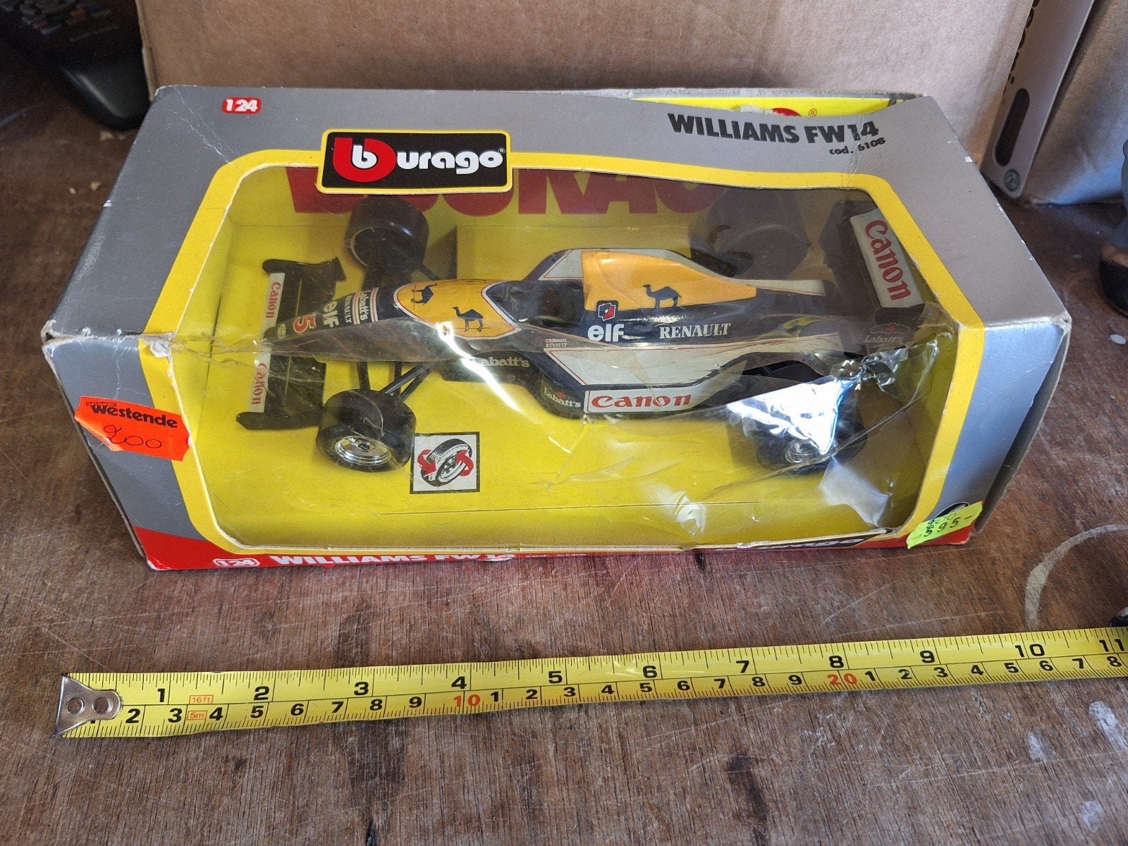 Vintage Burago Formule 1 auto Willams FW14 in doos, Hobby en Vrije tijd, Modelauto's | 1:24, Ophalen of Verzenden, Overige merken