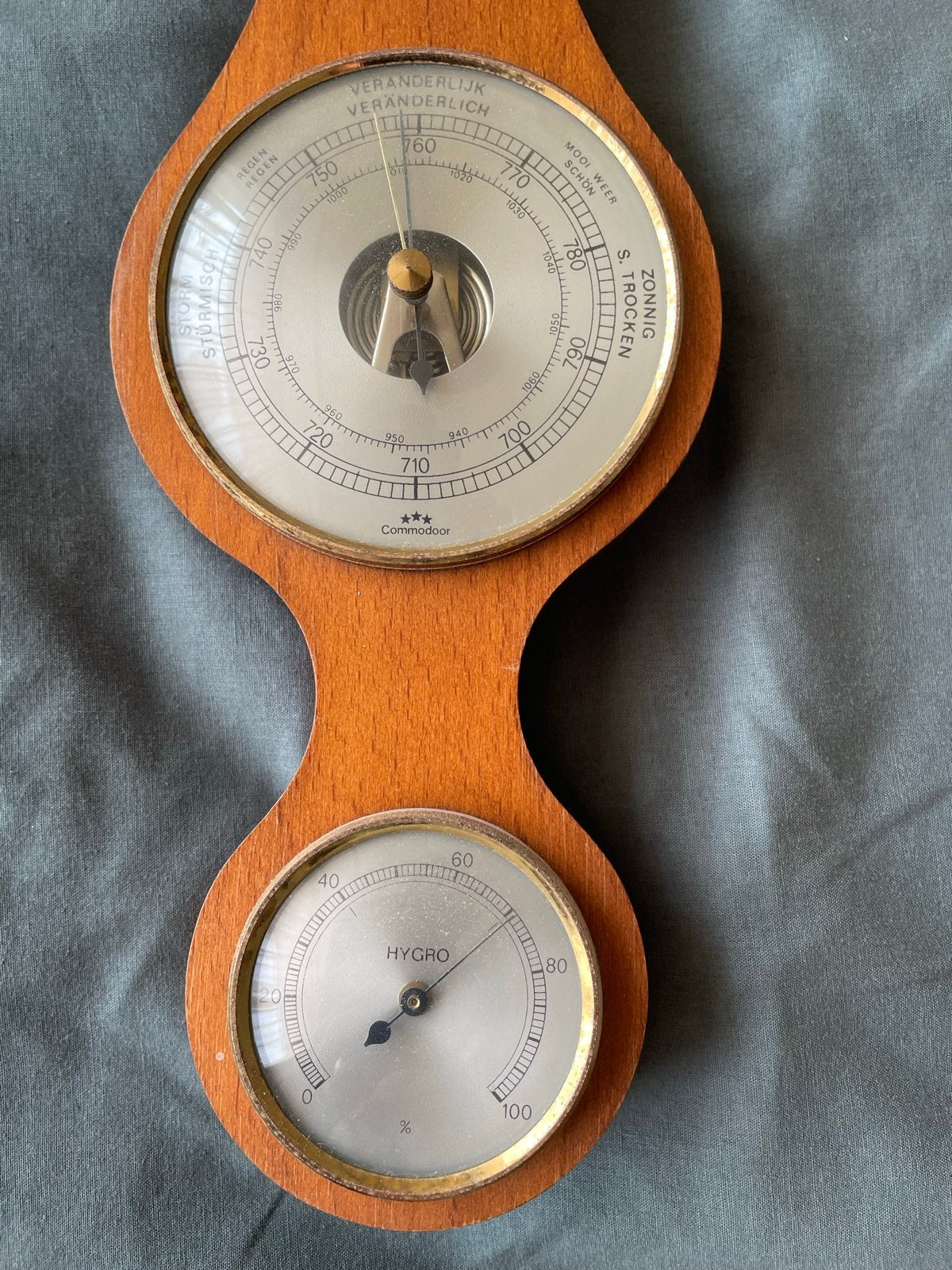 Vintage Barometer Weerstation met Thermometer en Hygrometer, Audio, Tv en Foto, Weerstations en Barometers, Ophalen of Verzenden