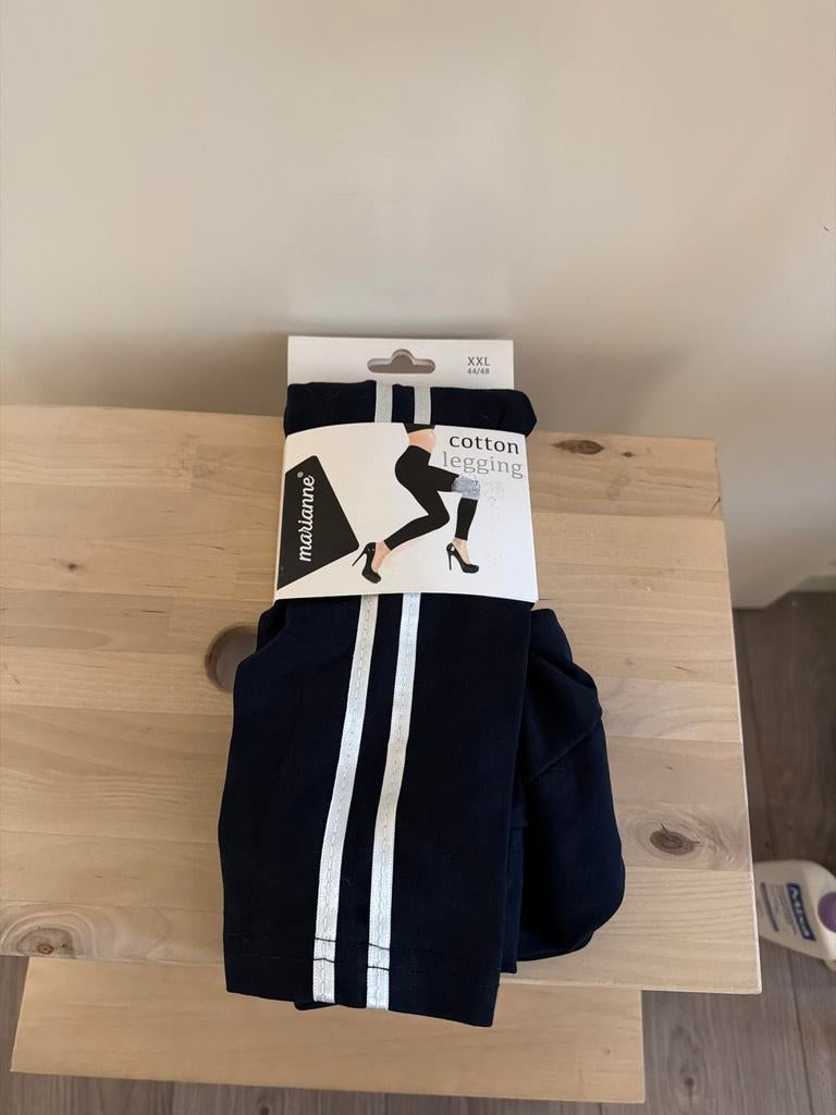 Blauwe Marianne cotton legging met streep maat XXL 44/48, Legging, Blauw, Nieuw, Overige maten
