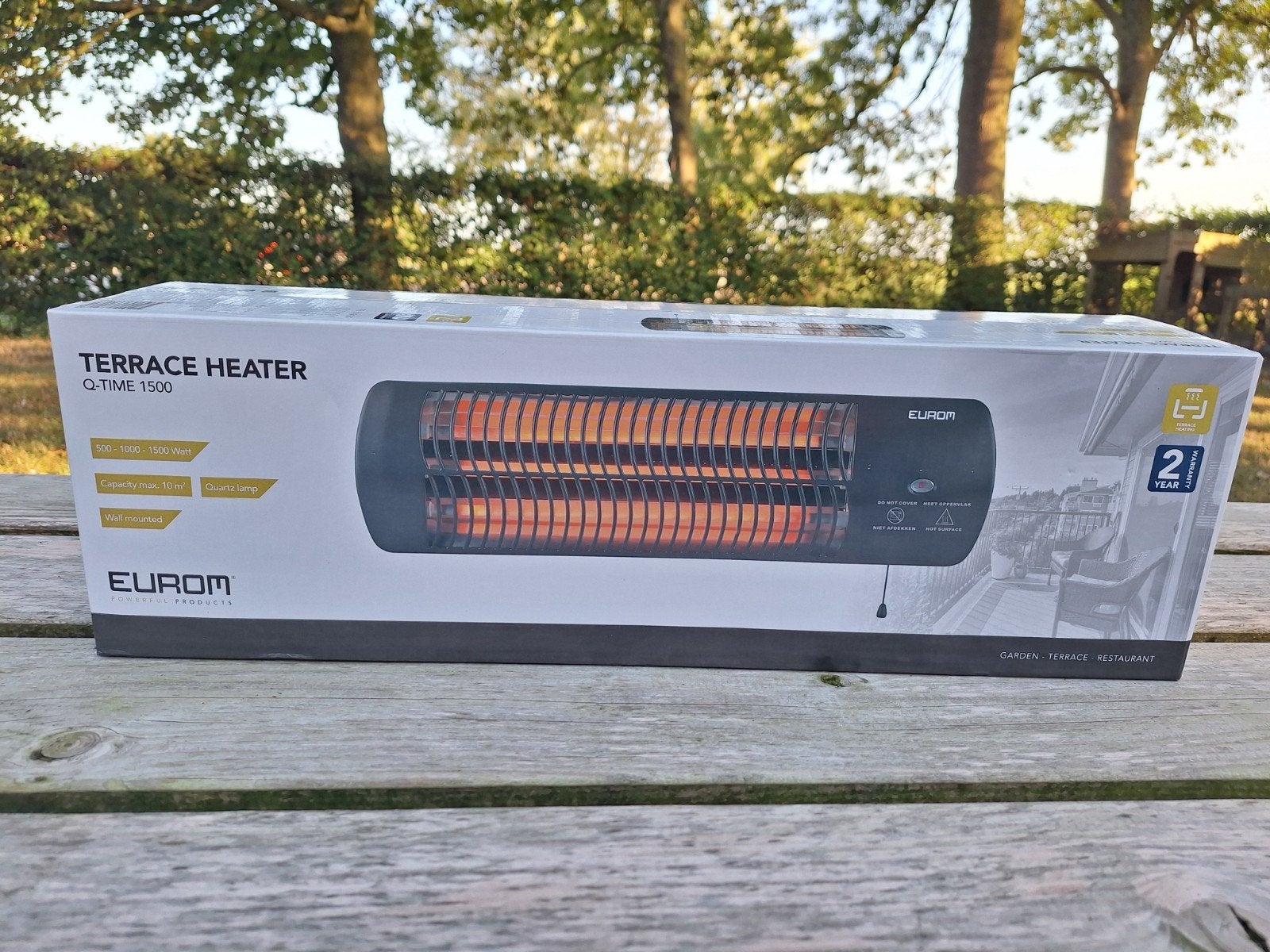 Nieuwe Eurom Q-Time 1500 Terrasverwarmer - Ongebruikt!, Ophalen of Verzenden, Nieuw, Elektrisch