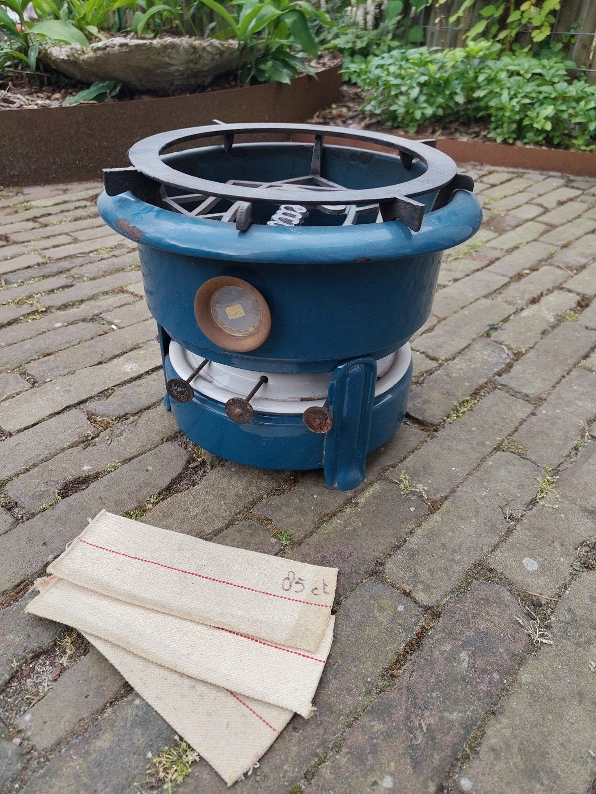 Vintage Petroleumstel Beccom - Blauw Emaille, Ophalen