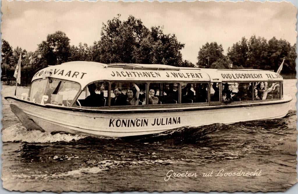 Loosdrecht - Jachthaven J. Wolfrat Koningin Juliana (1958), Verzenden, 1940 tot 1960, Gelopen, Noord-Holland