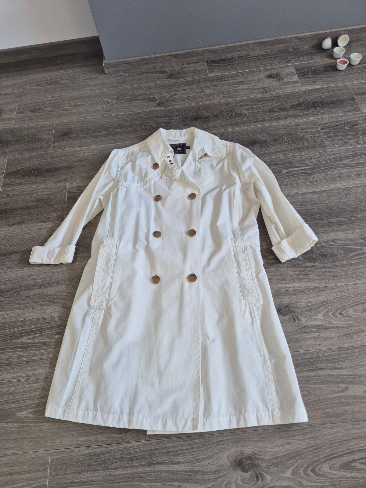 River Woods Witte Trenchcoat Maat XXL, River Woods, Wit, Maat 46/48 (XL) of groter, Ophalen of Verzenden