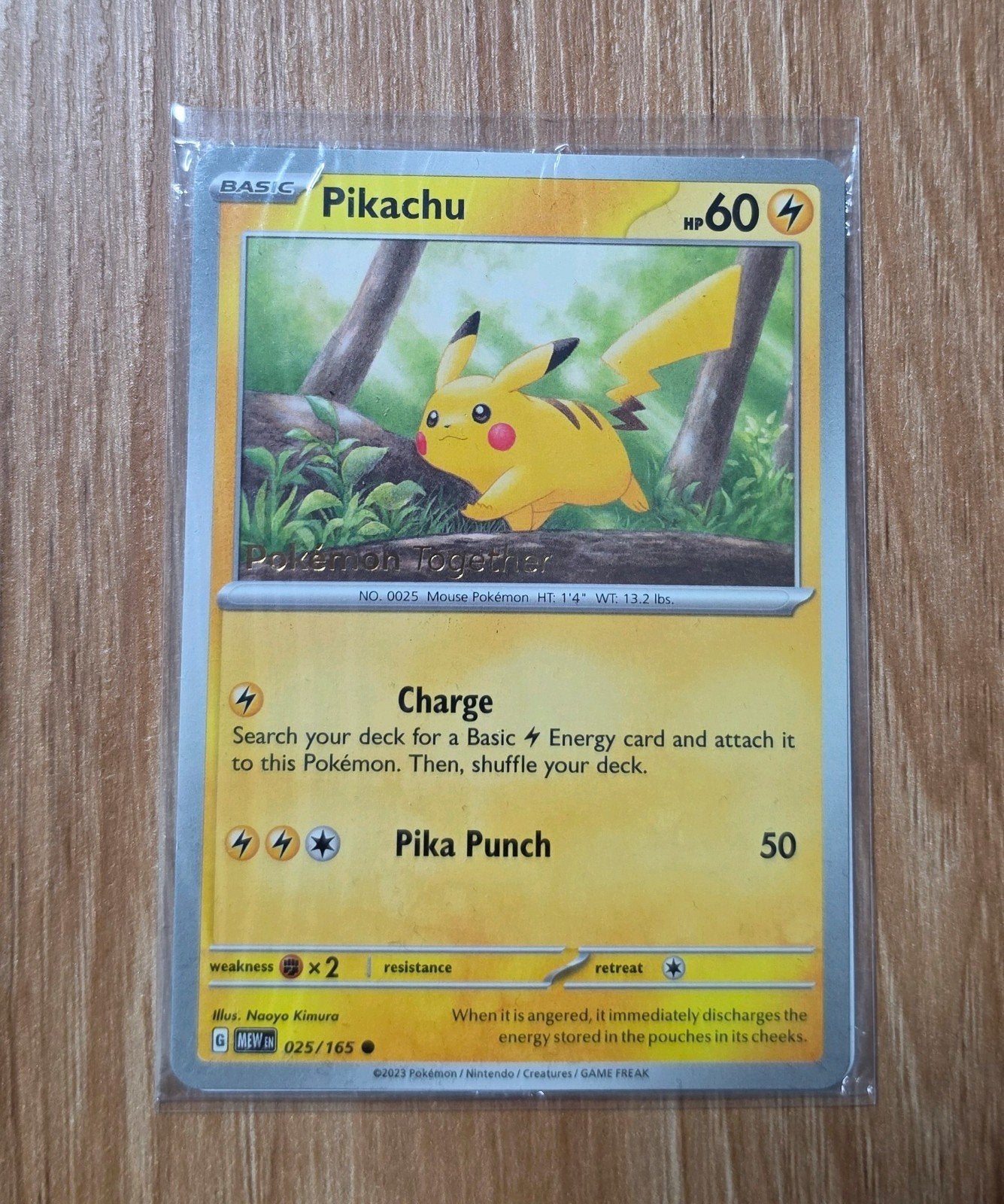 Pikachu 025/165 | 151 stamped promo: Pokemon Together, Ophalen of Verzenden, Nieuw