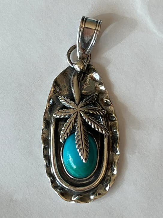 Navajo Zilveren Zuni Hanger met Turkoois - Ongedragen, Overige voorstellingen, Zo goed als nieuw, Met edelsteen, Zilver