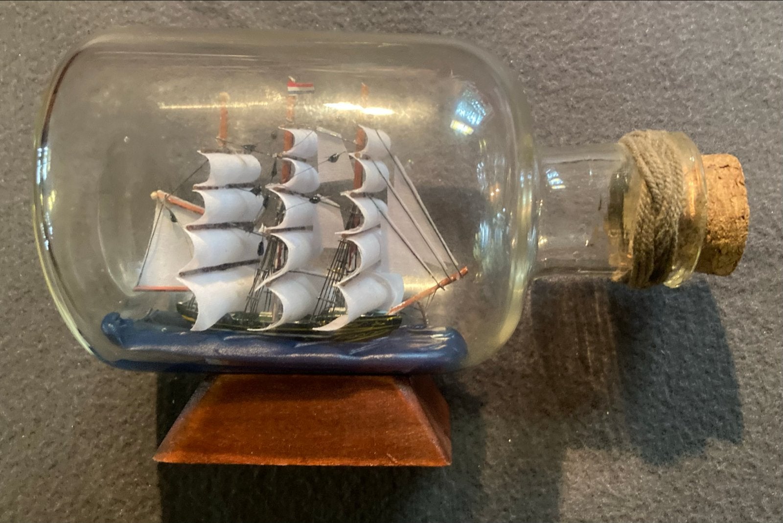 Zijschip in fles met koperen attributen, Verzamelen, Ophalen of Verzenden, Gebruikt