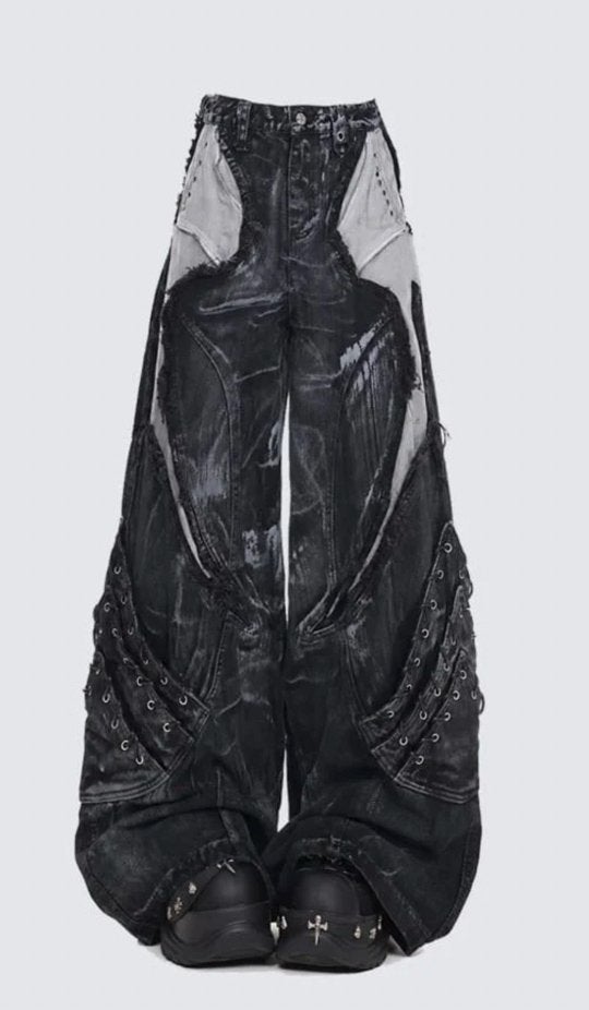 Gothic Y2K baggy jeans zwart | wide leg | maat M, Maat 38/40 (M), Zwart, Nieuw, Ophalen of Verzenden