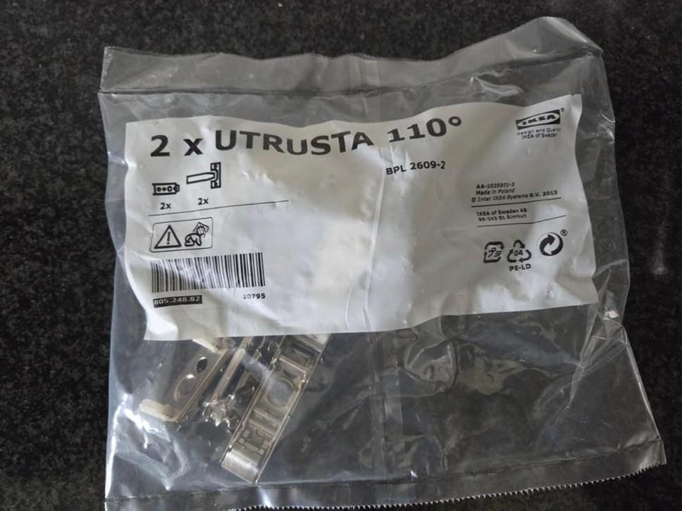IKEA UTRUSTA Scharnieren 110 (2 stuks), Doe-het-zelf en Verbouw, Ophalen of Verzenden, Nieuw, Overige materialen, Scharnier