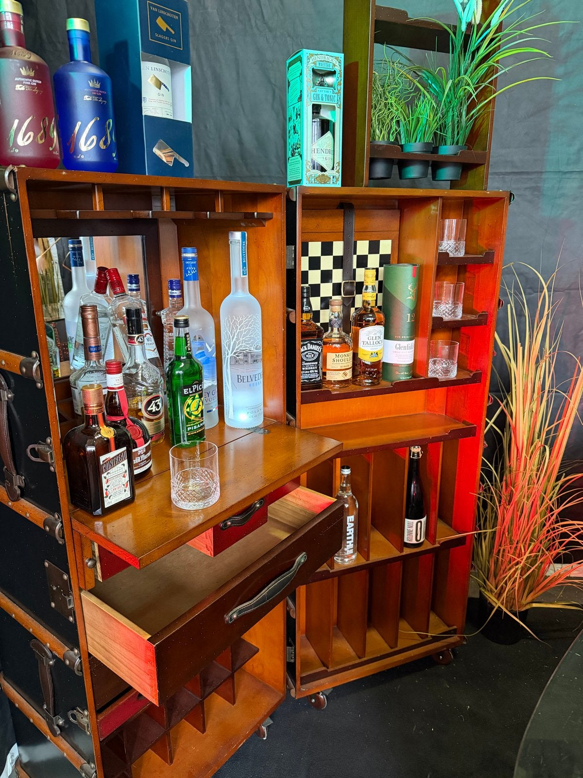 Unieke Barmeubel/Suitcase Bar van Land & Sea, Ophalen, Gebruikt, Bruin, Vintage