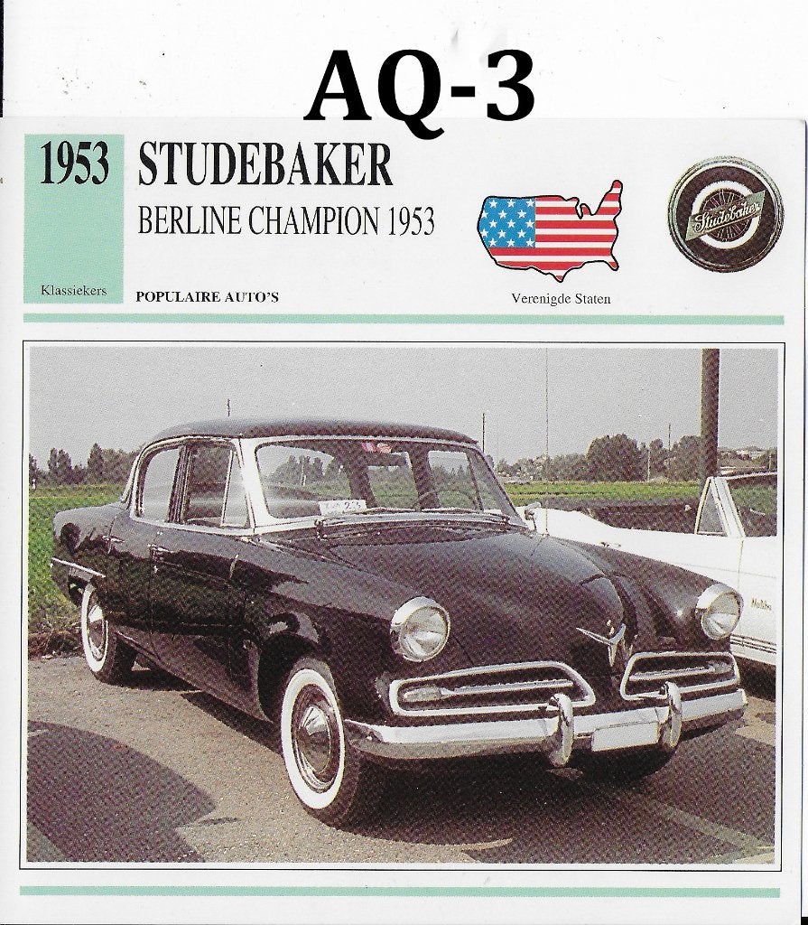 Aq3 autokaart studebaker berline champion ( 1953 ), Ophalen of Verzenden, Zo goed als nieuw, Auto's