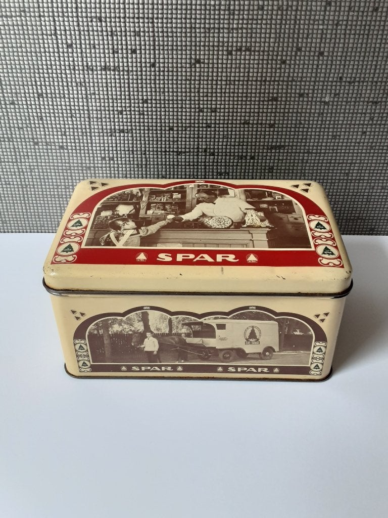 vintage blik spar, Verzamelen, Blikken, Verzenden, Gebruikt, Overige