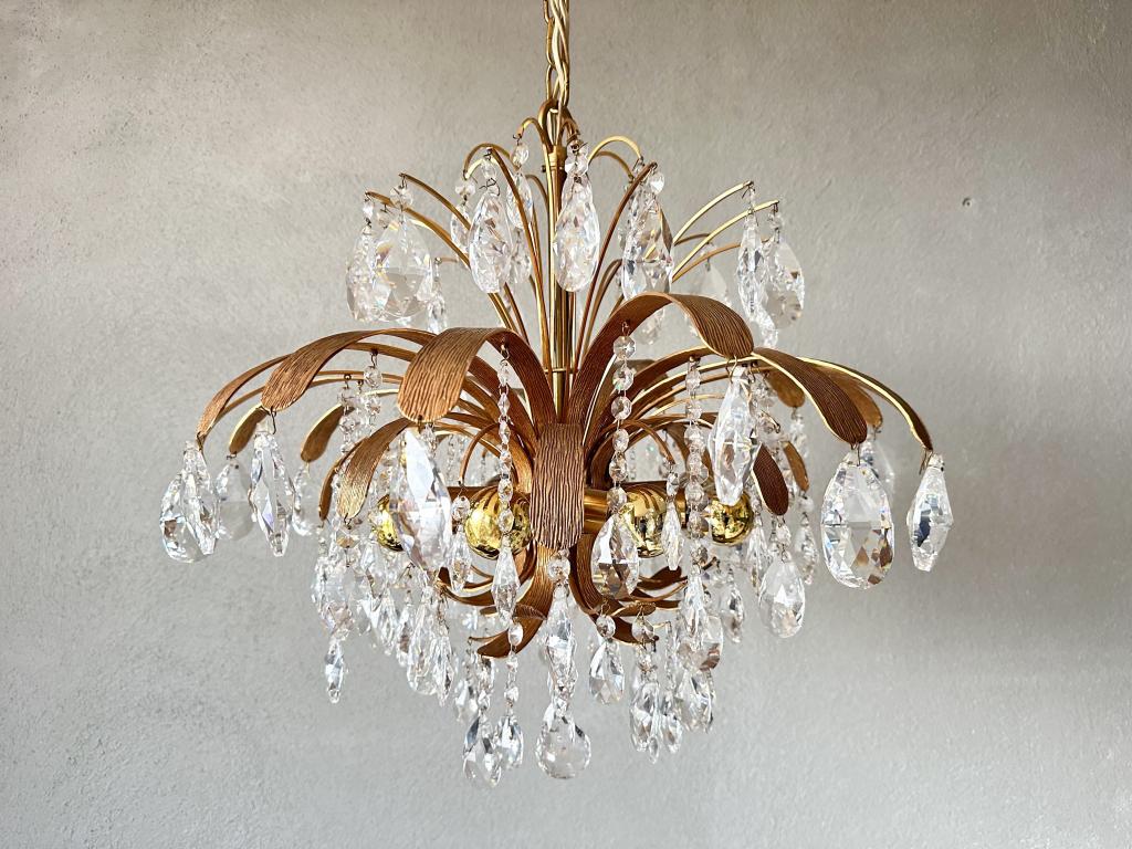 Vintage Palwa palmboom hanglamp, Niet ingevuld, Hollywood regency, Niet ingevuld, Glas