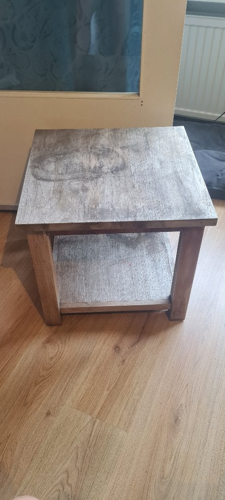 Houten bijzettafel, Minder dan 55 cm, Gebruikt, Vierkant, Hout